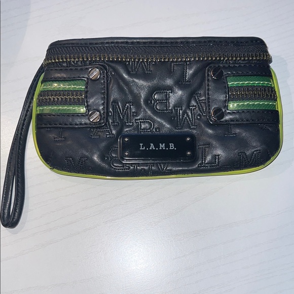 L.A.M.B. Black and Lime Wristlet - Picture 1 of 8